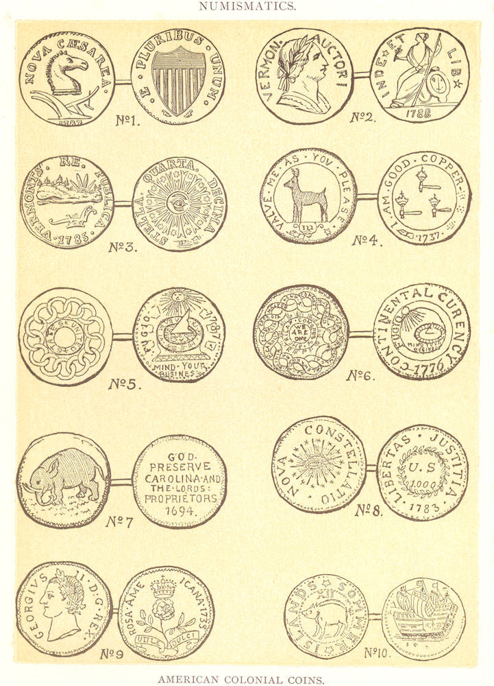 US COLONIAL COIN. NJ cent VT token Granby fugio Carolina nova constellatio 1907